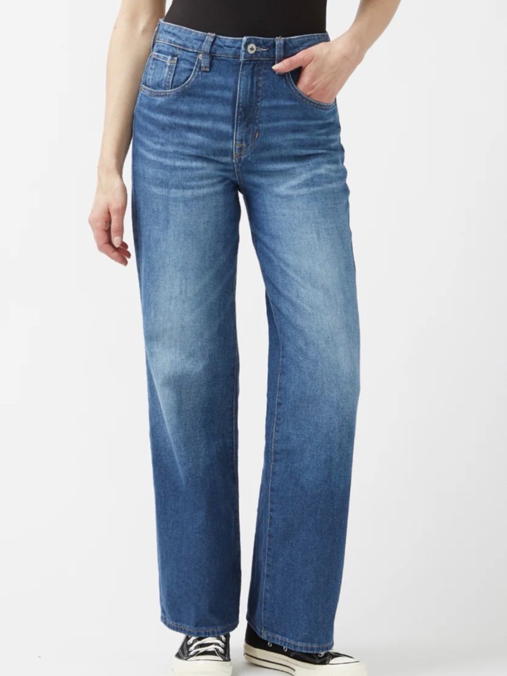 Buffalo David Bitton Woman’s High Rise Wide Leg Addie 31 Blue Denim Jeans